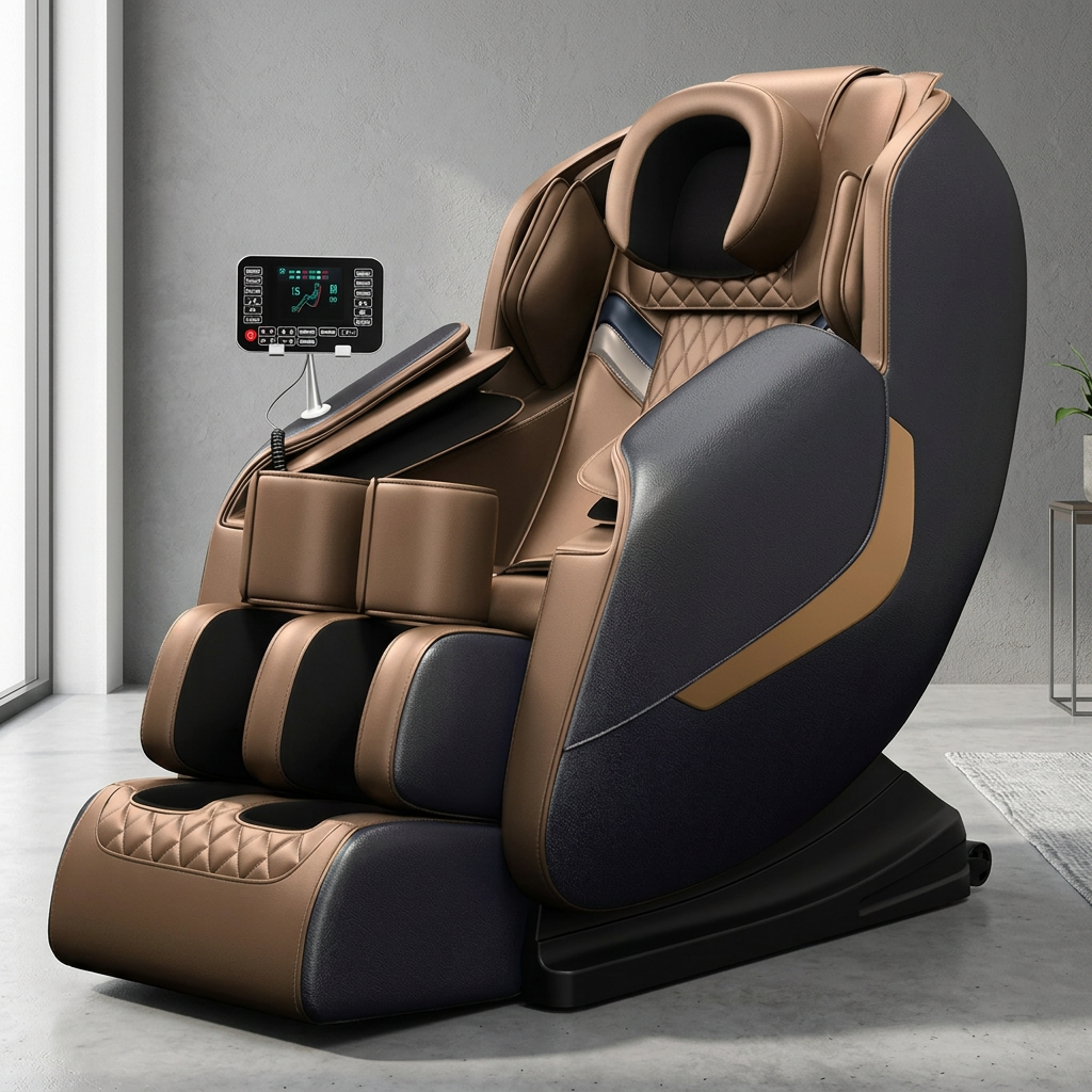 Fauteuil massant brun et noir